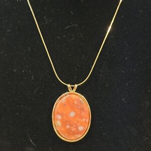 Elegant Gold and Orange Colored Pendant Necklace